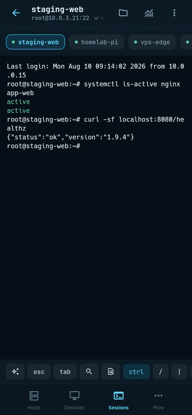 Android terminal session